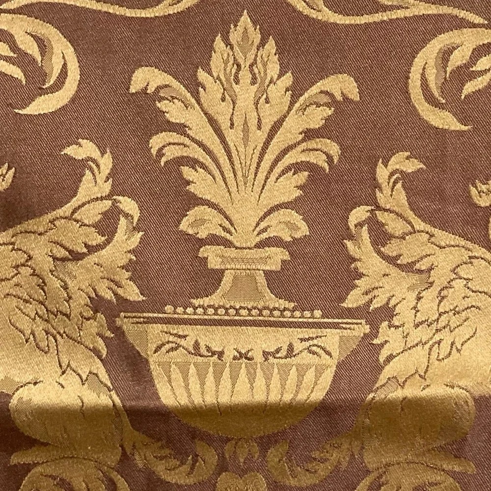 3 Griffin Damask Fabric Samples Brown Classical Remnant Memo Samples 2000s Vtg